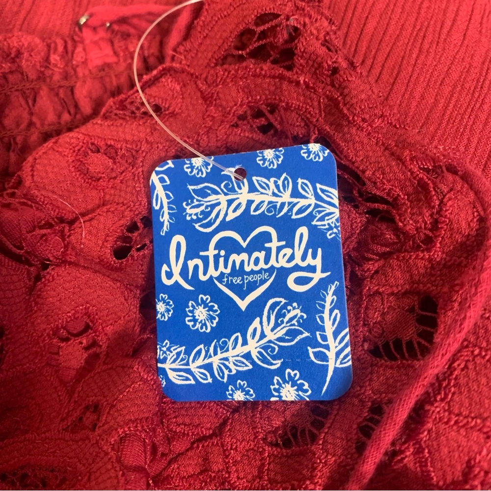 Free People Intimately Adella Lace Detail Strappy Back Maxi Slip Dress Cranberry - Picture 5 of 15